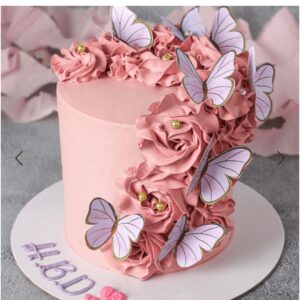 Pink Rose Butterfly Cake – Wheat-Based | Elegant Floral & Butterfly Theme Celebration Cake