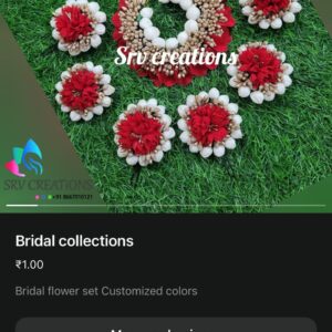 Bridal Artificial Flower Jewellery Set – Red & White (Customizable Colors)